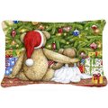 Jensendistributionservices Christmas Teddy Bears with Tree Fabric Decorative Pillow MI2557496